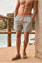 Men's Loose Lined Zippered Trendy Gray Swim Shorts - 2