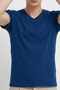 Men's Casual Comfortable Blue V-Neck T-Shirt - 6