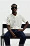 Men's Textured 100% Cotton Cream Polo Neck t Shirt - 3