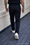 Men's High Waist Regular Fit Navy Blue Fabric Trousers - 6