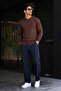 Men's Premium Knitwear Striped Brown Winter Sweater