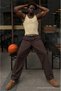 Men's High Waist Elastic Brown Baggy Linen Trousers - 3