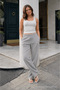 Women's Trend Premium Loose Gray Linen Trousers - 3