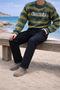 Men's Summer High Waist Pleated Black Fabric Trousers - 5