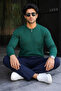 Men's Premium Knitwear Striped Green Winter Sweater - 4