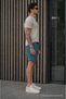 Men's Regular Fit Indigo Basic Shorts with Pockets and Drawstring Waist - 2