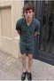 Men's Linen Polo Collar Shirt Lace-Up Summer Shorts Khaki Two-Piece Set - 6