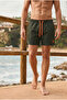 Men's Loose Lined Zippered Trendy Khaki Swim Shorts - 3