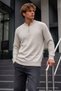 Men's 95% Cotton Striped Anti-Pilling Cream Knitwear Sweater