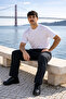 Men's Elastic Waist Jogger Black Linen Trousers - 5