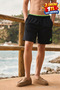 Men's Loose Lined Zippered Trendy Black Swim Shorts