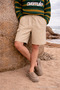 Men's Low Waist Premium Cargo Pocket Beige Linen Shorts - 4