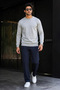 Men's Knitwear Casual Thick Gray Basic Sweater - 3