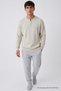 Men's Cotton Striped Anti-Pilling Cream Knitwear Sweater - 2