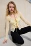 Women's Casual Tie-Up Yellow Long Sleeve Blouse - 3