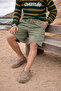 Men's Low Waist Premium Cargo Pocket Green Linen Shorts - 5