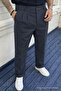 Men's High Waist Regular Fit Smoked Fabric Trousers