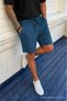 Men's Stylish Elastic Waist Loose Basic Indigo Shorts with Pockets - 3
