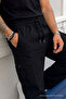 Men's Black Loose Linen Trousers with Cargo Pockets - 6