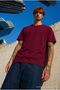 Men's Regular Fit 100% Cotton Burgundy Summer T-Shirt - 2