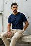 Men's Premium Viscose Navy Blue Loose T-Shirt - 2