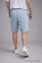 Men's Casual Cargo Pocket A.Blue Linen Shorts with Elastic Waist - 6