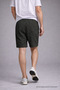 Men's Casual Cargo Pocket Black Linen Shorts with Elastic Waist - 5