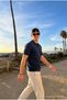 Men's Casual Loose Navy Blue Knitwear Polo Neck T-Shirt - 4
