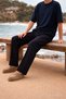 Men's Trend Basic Wide Leg Black Fabric Trousers - 5