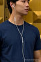 Men's Relaxed Casual Navy Blue Stretchy T-Shirt - 5