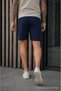 Men's Regular Fit Pocketed Lace-Up Waist Navy Blue Basic Shorts - 6