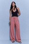 Women's Pleated Pink Palazzo Fabric Trousers