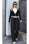 Women's Textured Wide-Leg Black Palazzo Linen Trousers - 3