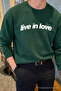 Live in Love Printed Cotton Men's Black Green Sweatshirt
