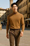 Men's Casual Stylish Relaxed Loose Brown Knit Sweater