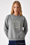 Women's Star Printed Gray Casual Sweatshirt