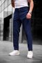 Men's Slim Fit Fabric Trousers Dark Blue - 4