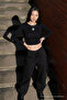 Women's Long Sleeve Tight Black Crop T-Shirt - 5