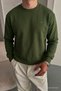 Men's Loose Textured Flare Khaki Sweatshirt