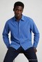 Men's Striped Regular Fit Blue Linen Shirt - 4
