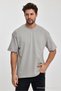 Men's Oversized Fit Thick Fabric Textured Crew Neck T-shirt - 4