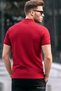 Men's Basic Red Comfort Polo Neck T-Shirt - 5