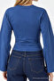 Women's Body-Hugging Knitted Blue Casual Blouse - 6