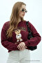 Women's Chicago Printed Burgundy Loose Sweatshirt - 2
