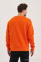 Orange Cotton Crew Neck Oversize Raster Basic Men's Sweatshirt - 8