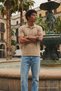 Men's Street Style Cream Polo Neck T-Shirt - 3