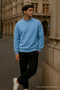 Men's Oversize Winter Baby Blue Long Sweater - 4