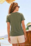 Women's Short Sleeve Cotton Khaki T-Shirt - 6