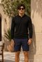 Men's Youth Regular Size Woven Black Sweater - 2