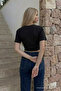Women's Bodycon Black Crop T-Shirt - 6
